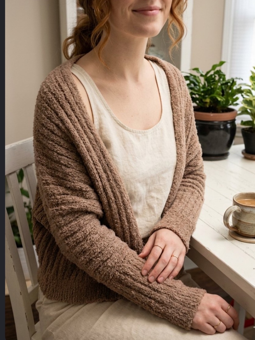 Warm & Cozy lifestyle  Style: Open-Front Cocoon / Batwing Cardigan M
